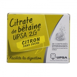 Citrate de betaine citron upsa 2g sans sucre 20 comprimés effervescants