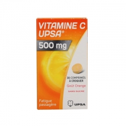 Vitamine c upsa 500mg 30 comprimés à croquer orange