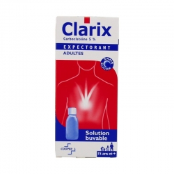 Clarix expectorant carbocisteine 5% adultes sans sucre 250ml