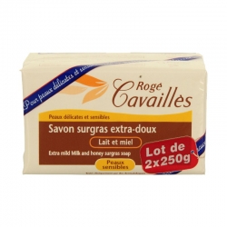 Rogé cavailles savon surgras extra doux lait et miel 2 x 250g