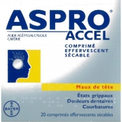 Asproaccel comprimés effervescents 20 comprimés