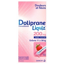 Doliprane liquiz 200mg 12 sachets 