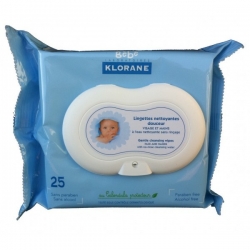 Klorane lingettes nettoyantes douceur visage et mains 25 lingettes